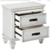 BM182751_2 Wooden Nightstand with 2 Drawers & 1 Pull Out Tray, White