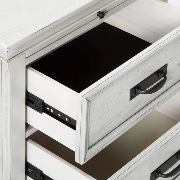 BM182751_3 Wooden Nightstand with 2 Drawers & 1 Pull Out Tray, White