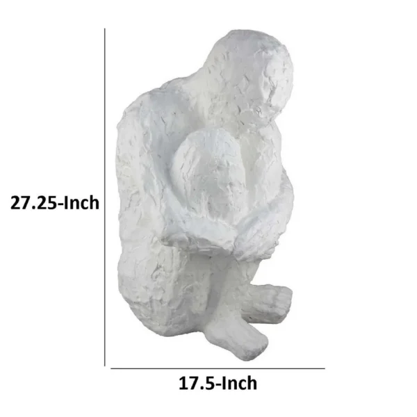 BM334799_4_8f503879-85f6-4bf1-8f22-20b53c30fbf3 Roy Abstract Contemplative Man Figurine, White Resin Art, 27 Inch