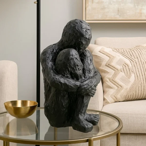 BM334801_5 Roy Abstract Contemplative Man Figurine, Black Resin Art, 27 Inch