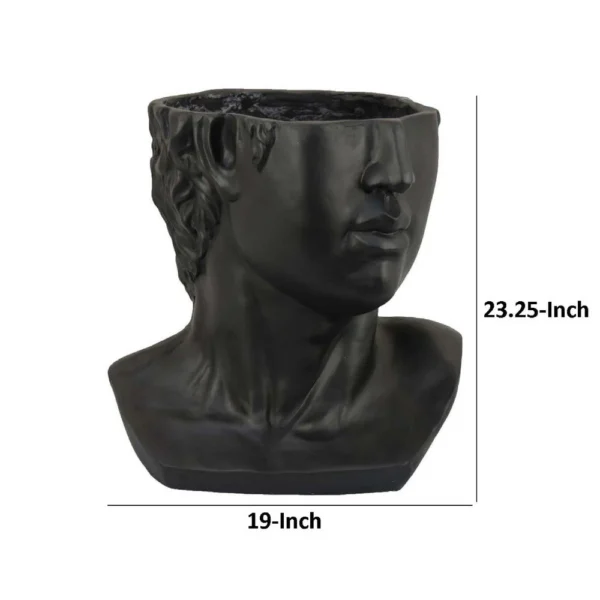 BM334806_4_fefc1138-0dad-4d68-aeb8-de9448a2b913 Kylz Decor Head Garden Planter, 23 Inch, Wide Open Top, Black Resin