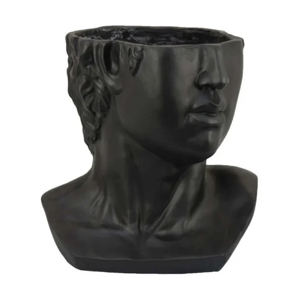 BM334806_b4924e87-50e3-4605-bc3d-0a77bc6f0823 Kylz Decor Head Garden Planter, 23 Inch, Wide Open Top, Black Resin