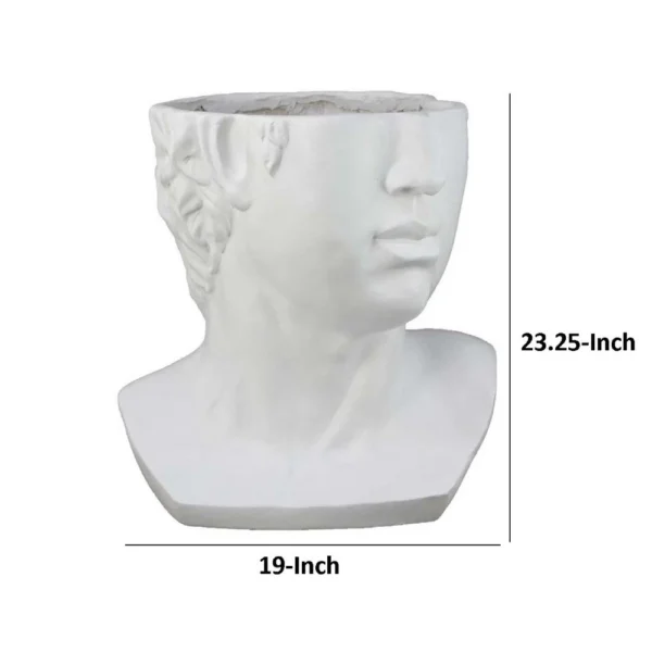 BM334807_4_412a43fc-e59e-4bee-b77e-de4335babe26 Kylz Decor Head Garden Planter, 23 Inch, Wide Open Top, White Resin
