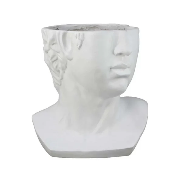 BM334807_db29845f-df33-4724-a7ef-41e565d5f83f Kylz Decor Head Garden Planter, 23 Inch, Wide Open Top, White Resin