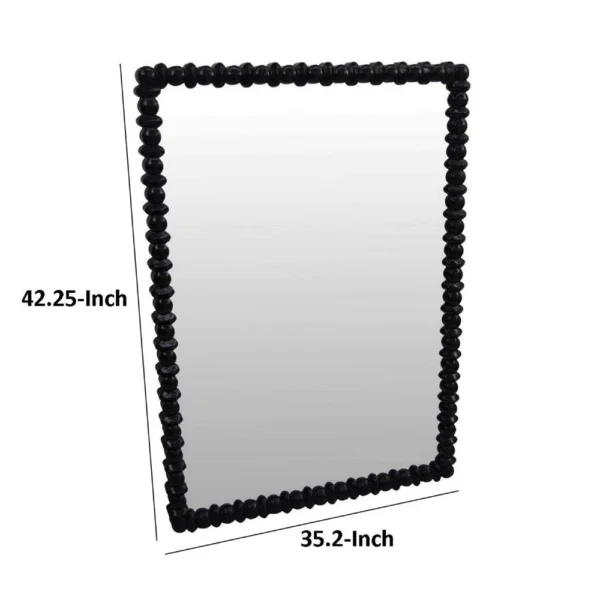 BM334811_4_098cadf4-dac6-48a1-a8c5-ad163eb59531 Perz Wall Mirror, 42 Inch, Square Frame, Black Beaded Wood Frame