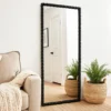 BM334812_5 Perz Floor Mirror, 72 Inch, Rectangular Shaped Black Beaded Wood Frame