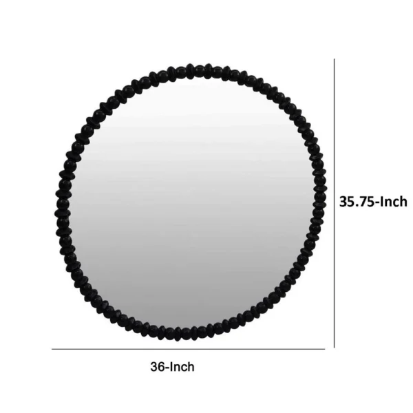 BM334813_4_366539e7-d460-4b88-bd65-a72ea990e85b Perz Wall Mirror, 36 Inch Round with Black Beaded Wood Frame