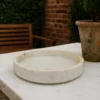 BM334819_6 Accent Decorative Bowl, Tray Edge Antique Style White Marble, 13 Inch