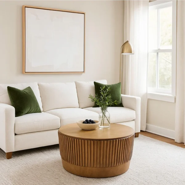 BM334843_5 Modern Storage Coffee Table, 31 Inch Round Lift Top, Dark Brown Wood