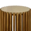 Gexy Side End Table, 18 Inch Marble Top, Slatted Drum Base, Brown