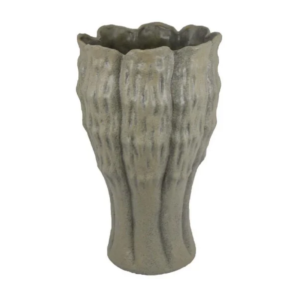 Decorative Vase, Organic Sea Design, Floral Details, Green Ceramic