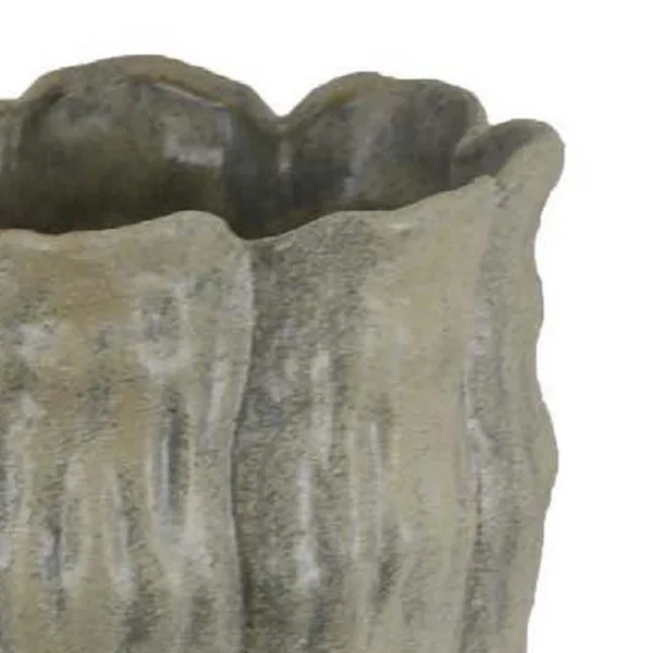 Decorative Vase, Organic Sea Design, Floral Details, Green Ceramic