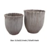 Decorative Planter Set of 2, Ribbed Texture Gray Ceramic Body