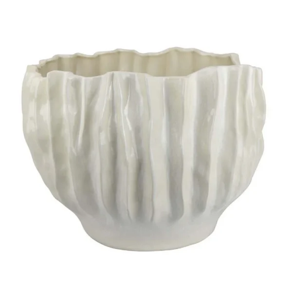 BM334886_0b9da1a3-796c-410e-9f25-1b6eb10644e0 Esam Decorative Planter, Textured Ceramic Body, 19 Inch White