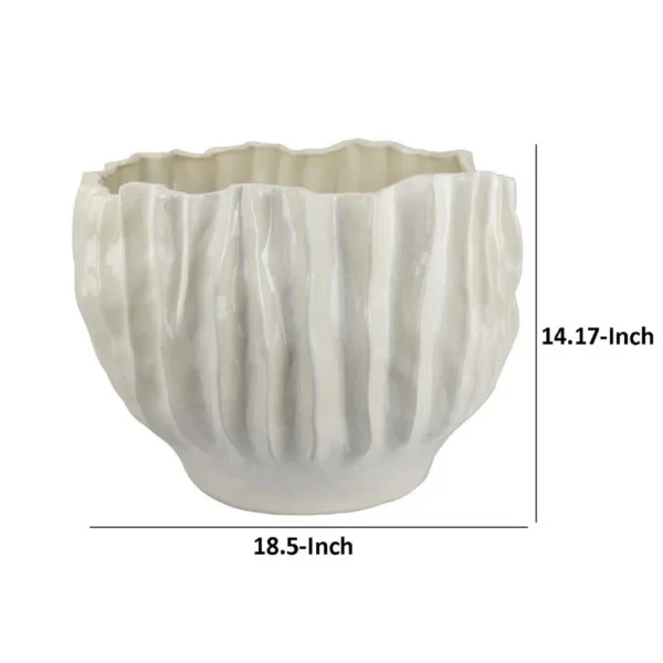BM334886_4_fde322db-2664-40a7-9ad2-bb0c0004ebee Esam Decorative Planter, Textured Ceramic Body, 19 Inch White