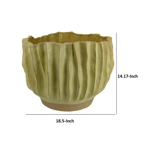 BM334887_4_9d35f447-9efb-4c70-93f2-68892a59382c Esam Decorative Planter, Textured Ceramic, 19 Inch Yellowish Green