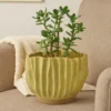 BM334887_5 Esam Decorative Planter, Textured Ceramic, 19 Inch Yellowish Green