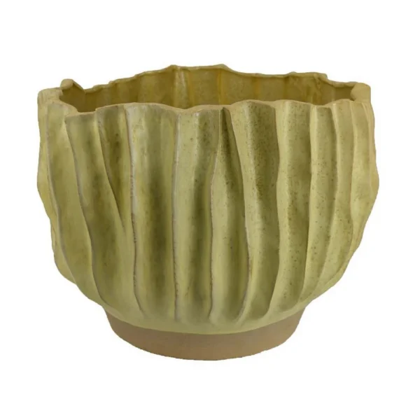 BM334887_7bf8c1a9-7da3-48fe-8346-8a8d85e90ef6 Esam Decorative Planter, Textured Ceramic, 19 Inch Yellowish Green