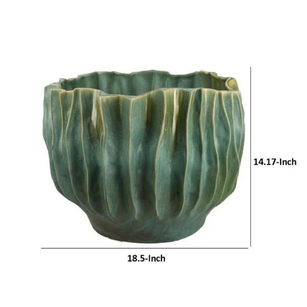 Esam Decorative Planter, Textured Ceramic Body, 19 Inch Dark Blue
