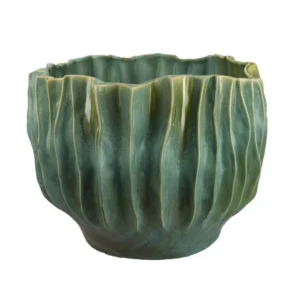 Esam Decorative Planter, Textured Ceramic Body, 19 Inch Dark Blue