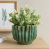 Esam Decorative Planter, Textured Ceramic Body, 19 Inch Dark Blue