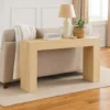 BM334909_5 Console Table, Tall C Shaped Design, 63 Inch Light Brown Wood Body