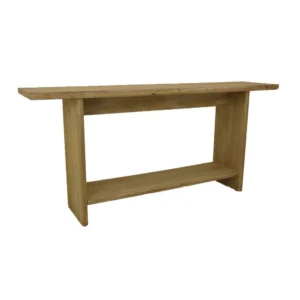 Console Table, Long Rectangular Top, 1 Shelf, 71 Inch Light Brown Wood