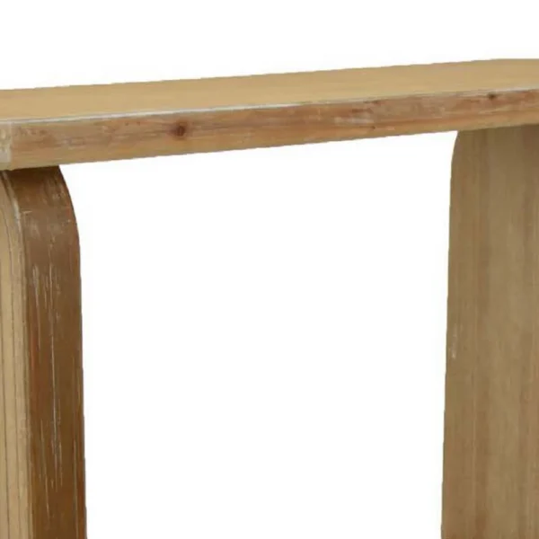 Console Table, Rounded Edge Top with Arch Legs, 55 Inch Brown Wood
