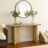 BM334912_5 Console Table, Rounded Edge Top, Paneled Legs, XL 63 Inch Brown Wood