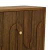 Storage Cabinet Console, 3 Doors, U Shaped Carved 47 Inch Brown Wood