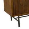 Storage Cabinet Console, 3 Doors, U Shaped Carved 47 Inch Brown Wood