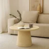 BM334921_5 Keki Coffee Table, 24 Inch Round, Tapered Off White Resin Body