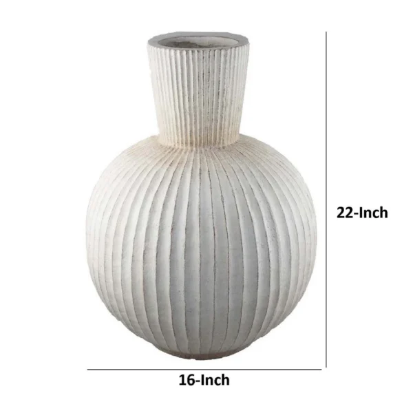 BM334926_4_33bf1902-ae2f-41a8-9fce-56b64f9091cb Gany Decorative Vase, Spherical Bottom, 22 Inch Weathered White Resin