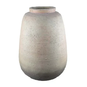 Kilu Decorative Vase, Rugged Texture, 24 Inch Metallic Gray Resin