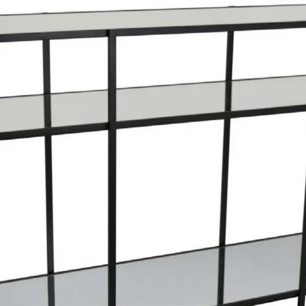 Woly Plant Stand Rack, 2 Glass Shelves, 59 Inch Industrial Black Metal