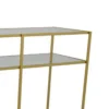 Woly Plant Stand Rack, 2 Glass Shelves, 59 Inch Industrial Gold Metal