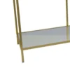 Woly Plant Stand Rack, 2 Glass Shelves, 59 Inch Industrial Gold Metal