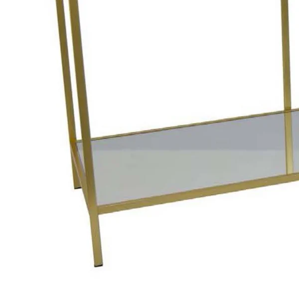 Woly Plant Stand Rack, 2 Glass Shelves, 59 Inch Industrial Gold Metal