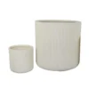 Elly Round Planter Set of 3, Vertical White Resin 18, 13, 9 Inch