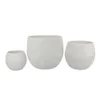 Sally Planter Set of 3, Round Intricate Leaf White Resin 17 13 9 Inch