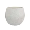 Sally Planter Set of 3, Round Intricate Leaf White Resin 17 13 9 Inch