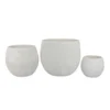Sally Planter Set of 3, Round Intricate Leaf White Resin 17 13 9 Inch