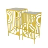 Percy Plant Stand Table Set of 2, Marble Top, Gold Metal 26, 24 Inch