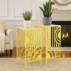 Percy Plant Stand Table Set of 2, Marble Top, Gold Metal 26, 24 Inch
