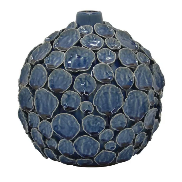 BM335046_1_4ef231c9-3dc1-48b0-a7ef-c8081eca4f73 Remus Accent Vase with Raised Pebble Pattern, Glazed Blue Ceramic