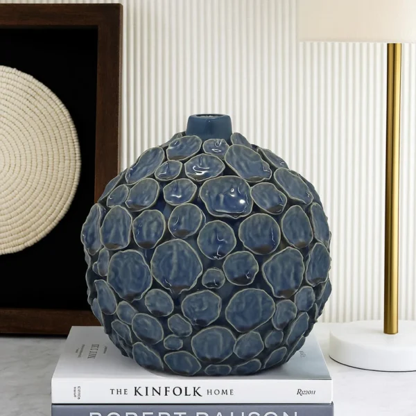 BM335046_5_d8e495e6-eba3-4370-828b-2e0b49765d2b Remus Accent Vase with Raised Pebble Pattern, Glazed Blue Ceramic