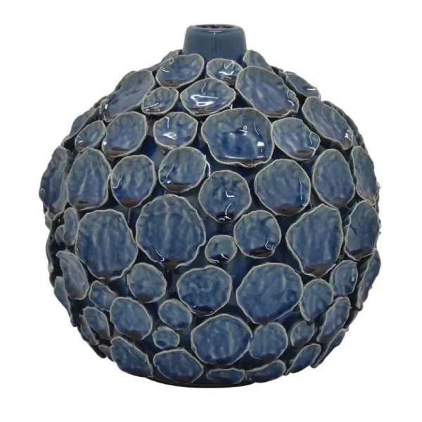 BM335046_8dc9c6cf-c920-43de-8697-ac2e01351014 Remus Accent Vase with Raised Pebble Pattern, Glazed Blue Ceramic