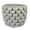Aster Accent Planter w Raised Petal Pattern Blue Green Ceramic 10 Inch