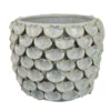 Aster Accent Planter w Raised Petal Pattern Blue Green Ceramic 10 Inch