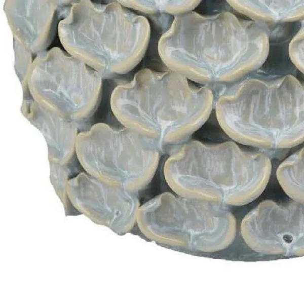 Aster Accent Planter w Raised Petal Pattern Blue Green Ceramic 10 Inch